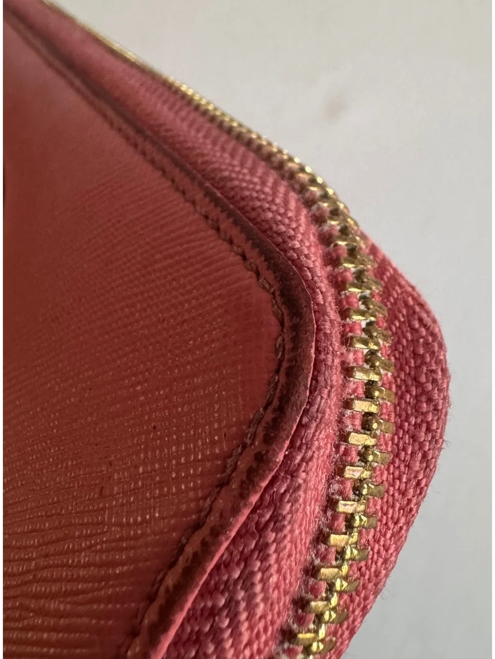 Tory Burch T80 Pink Saffiano Leather Zip Around Continental Wallet Gold Logo